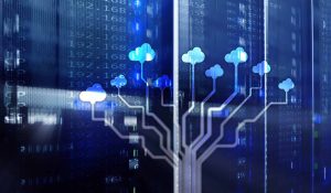 CLoud server and computing, data storage and processing. Internet and technology concept.